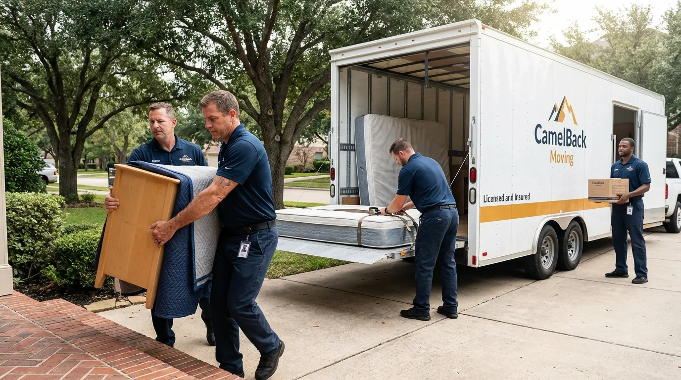 Crew loading residential truck for cross-state move from Two Harbors, MN