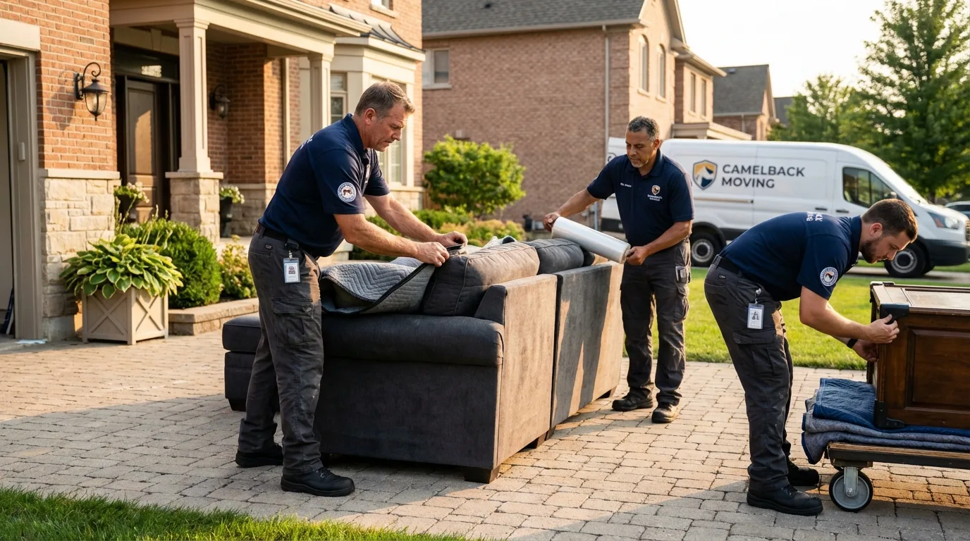 Large estate moving crew wrapping furniture in Two Harbors, MN
